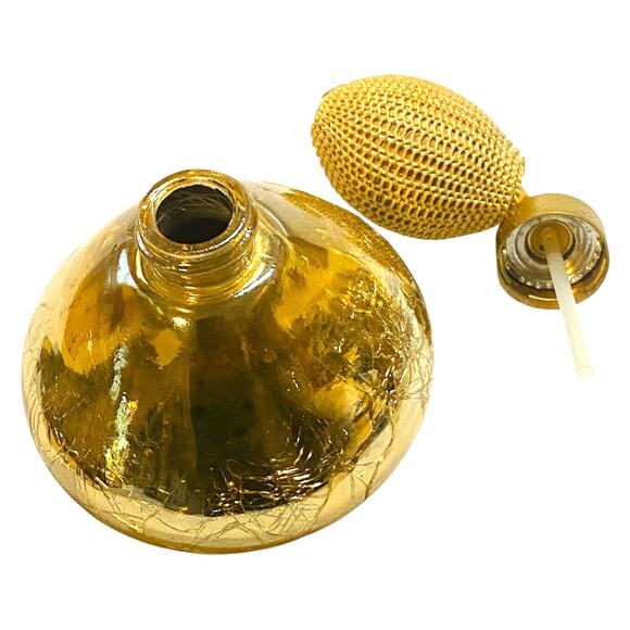 Empty HolmSpray 300/15 Perfume Atomizer Gold Crackle Glass Vanity Bottle A1057 - Picture 8 of 10